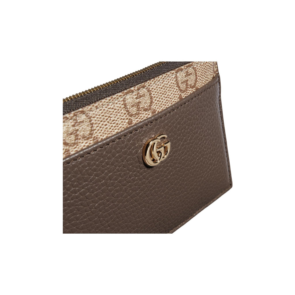 GUCCI GG Marmont Women's Double G Leather Card Holder in Dark Brown - 837966