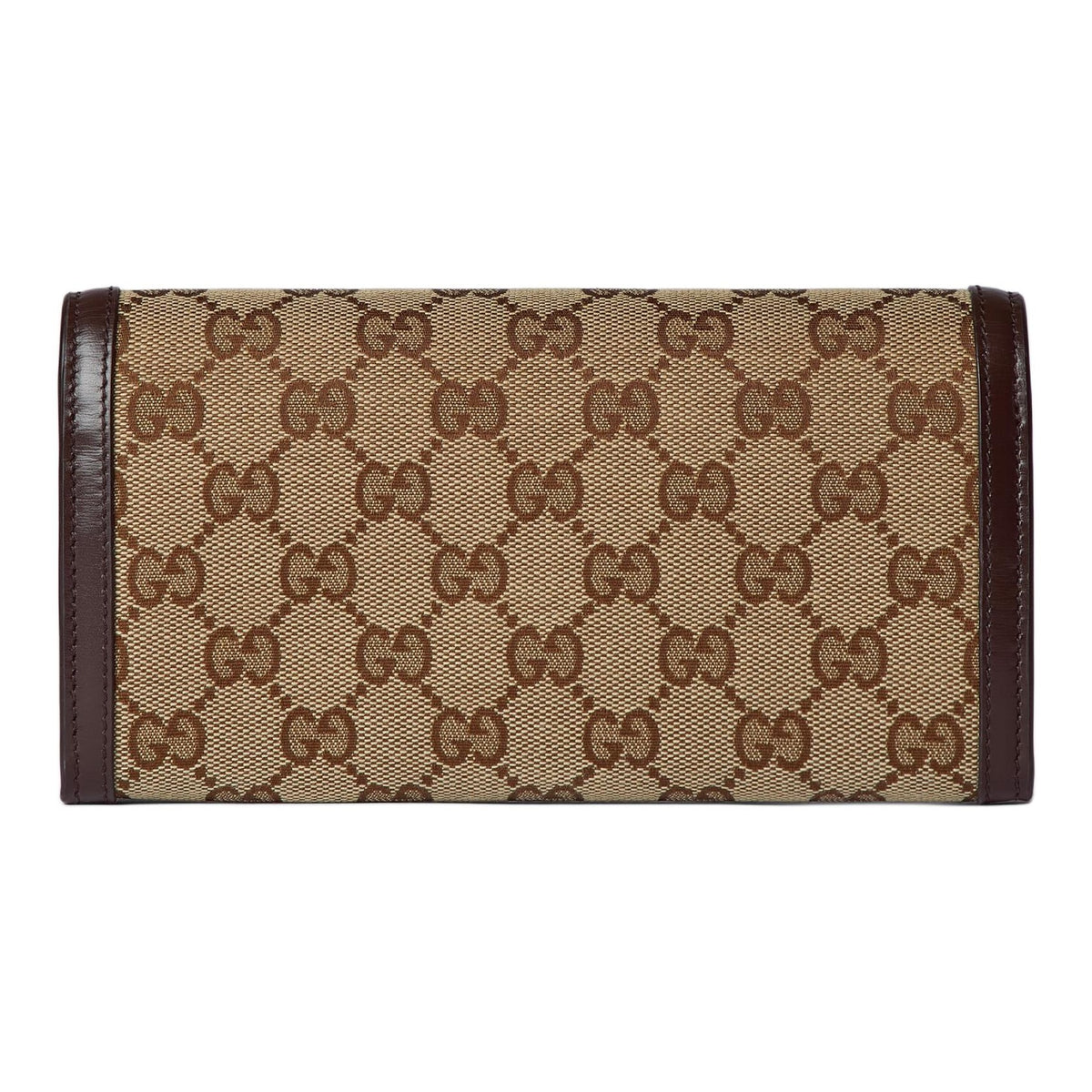 GUCCI LUCE Unisex Canvas Long Wallet with Leather Trim in Beige and Ebony - 790034