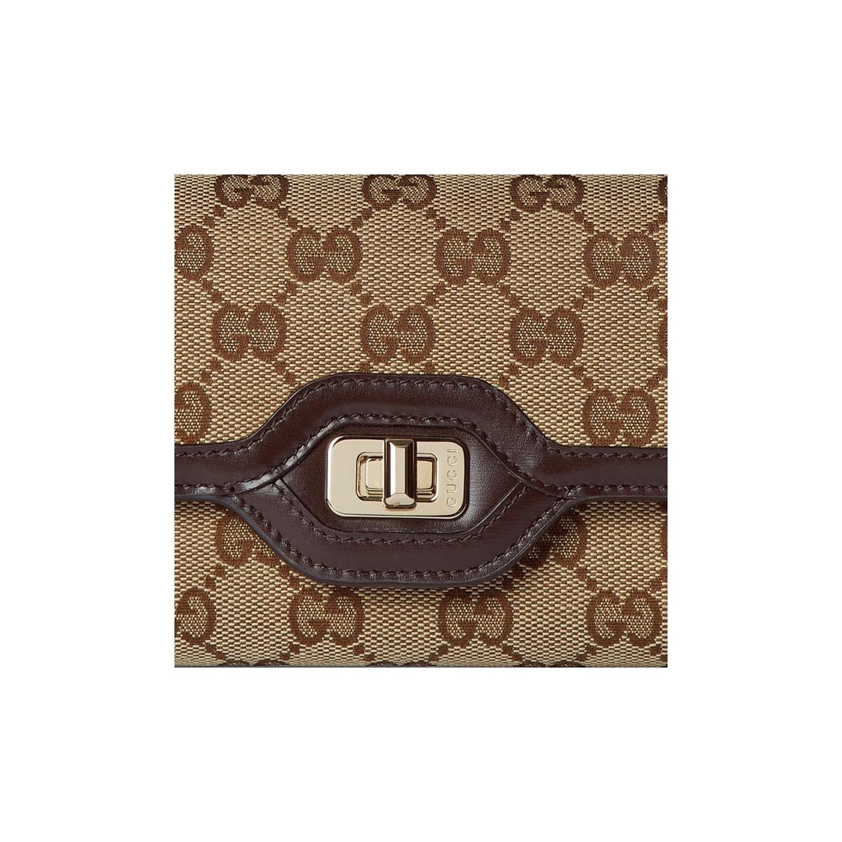 GUCCI LUCE Unisex Canvas Long Wallet with Leather Trim in Beige and Ebony - 790034