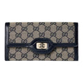 GUCCI LUCE Unisex Canvas Long Wallet in Blue and Beige - 790034