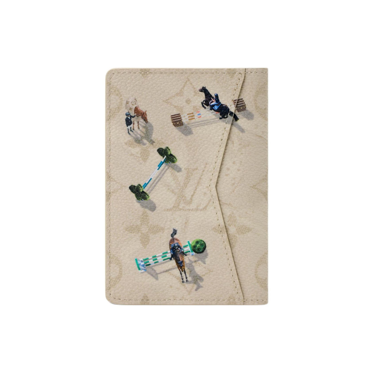 LOUIS VUITTON Pocket Organizer Men's Equestrian Print Monogram Coated Canvas Card Holder in Beige - M3A610